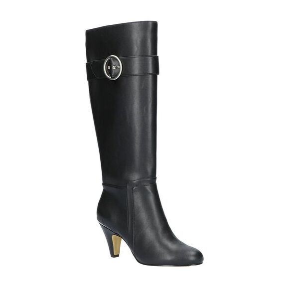 BELLA VITA Shoes - BELLA VITA Womens Black Heel Wide Calf Braxton Round Toe Block Heel Boots 5.5